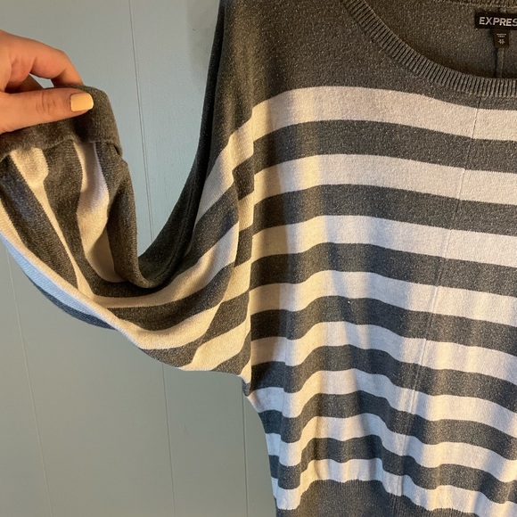 Express | Striped Sweater 3/4 Length Sleeves - Picture 3 of 6